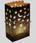 Stars and Moons Twinkle Black Lantern Candle Paper Bags - Party Decoration - 10 Pack